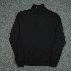Hugo Boss Sweater Mens Medium Black Quarter Zip Wool Long Sleeve Pullover